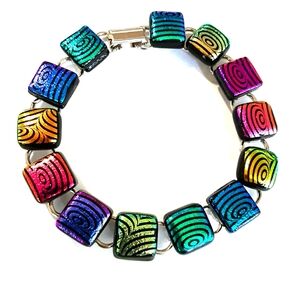 8" Dichroic Fused Glass Link Bracelet